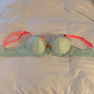 Mint green and coral Victoria’s Secret Bra 36C.